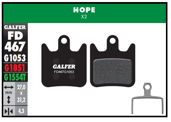 PASTILLAS FRENO BICICLETA GALFER ADVANCED HOPE X2